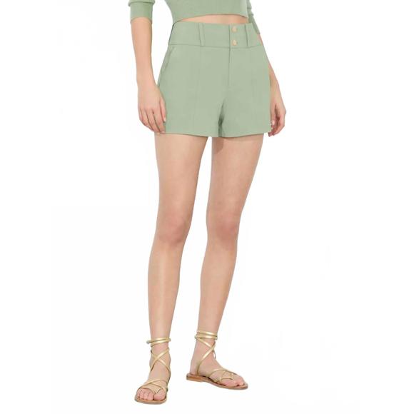 NEW ALICE + OLIVIA mame high rise short in deep olive coated